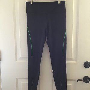 LILYBOD BLACK GREEN NEONSTRIPED LEGGINGS. M
